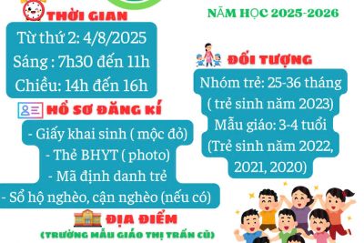 TRƯỜNG MẦM NON VĨNH PHONG 1 THÔNG BÁO TUYỂN SINH TRỰC TIẾP NĂM HỌC 2025-2026