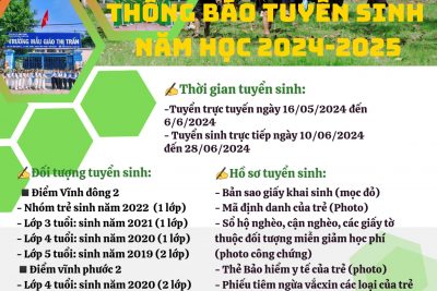 TRƯỜNG MẪU GIÁO THỊ TRẤN THÔNG BÁO TUYỂN SINH NĂM HỌC 2024-2025